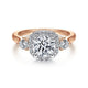 14K Rose Gold Cushion Halo Round Diamond Engagement Ring