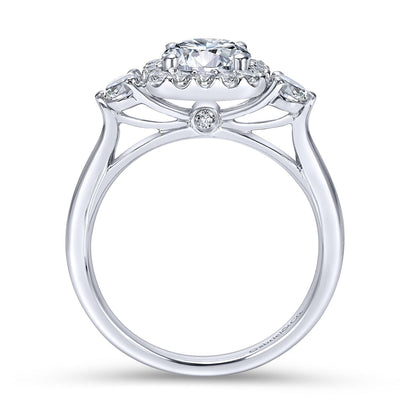 Platinum Cushion Halo Round Diamond Engagement Ring