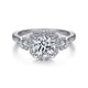 18K White Gold Cushion Halo Round Diamond Engagement Ring