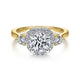 14K Yellow Gold Cushion Halo Round Diamond Engagement Ring
