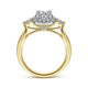 14K Yellow Gold Cushion Halo Round Diamond Engagement Ring
