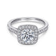 Vintage Inspired 14K White Gold Round Halo Diamond Engagement Ring