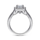 Vintage Inspired 14K White Gold Emerald Halo Diamond Engagement Ring