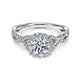 Gabriel & Co. ER7543W44JJ 14K White Gold Round Halo Diamond Engagement Ring