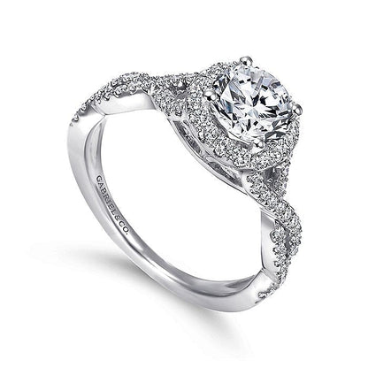 Gabriel & Co. ER7543W44JJ 14K White Gold Round Halo Diamond Engagement Ring