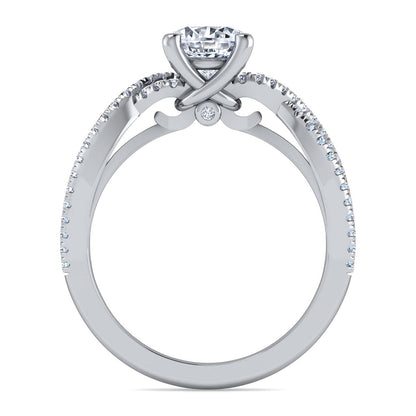 Platinum Round Twisted Diamond Engagement Ring