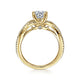 14K Yellow Gold Round Diamond Twisted Engagement Ring