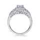 Vintage Inspired 14K White Gold Emerald Halo Diamond Engagement Ring