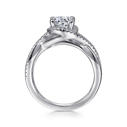 18K White Gold Round Halo Diamond Engagement Ring