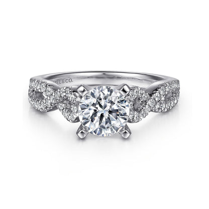 Platinum Round Twisted Diamond Engagement Ring