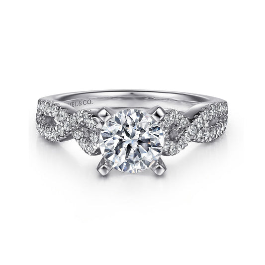 Platinum Round Twisted Diamond Engagement Ring