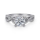 Platinum Round Twisted Diamond Engagement Ring