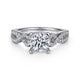 14K White Gold Round Twisted Diamond Engagement Ring