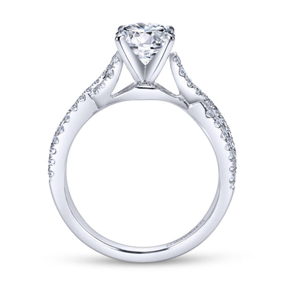 18K White Gold Round Twisted Diamond Engagement Ring