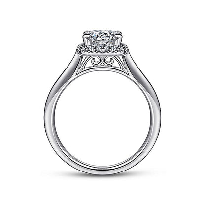 Gabriel & Co. ER7818W44JJ 14K White Gold Round Halo Diamond Engagement Ring
