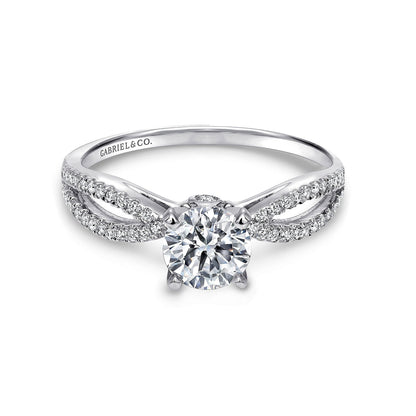 Platinum Round Split Shank Diamond Engagement Ring