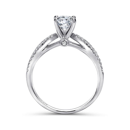 Platinum Round Split Shank Diamond Engagement Ring