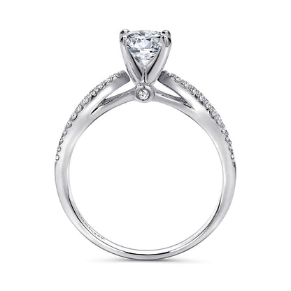 14K White Gold Round Split Shank Diamond Engagement Ring