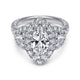 14K White Gold Marquise Shape Three Stone Halo Diamond Engagement Ring