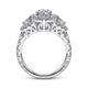 14K White Gold Marquise Shape Three Stone Halo Diamond Engagement Ring