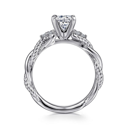 Platinum Round Twisted Diamond Engagement Ring