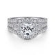 14K White Gold Cushion Halo Diamond Engagement Ring