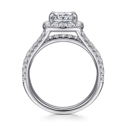 14K White Gold Cushion Halo Diamond Engagement Ring