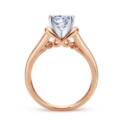 14K White-Rose Gold Round Diamond Engagement Ring