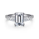14K White Gold Emerald Cut Three Stone Diamond Channel Set Engagement Ring
