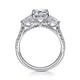 14K White Gold Emerald Cut Three Stone Diamond Channel Set Engagement Ring