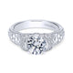 14K White Gold Round Wide Band Diamond Engagement Ring