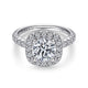 Gabriel & Co. ER9321W44JJ 14K White Gold Cushion Halo Round Diamond Engagement Ring