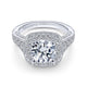 Vintage Inspired 14K White Gold Round Halo Diamond Engagement Ring