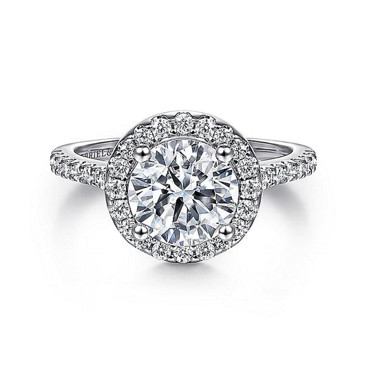 Gabriel & Co. ER9349W44JJ 14K White Gold Round Halo Diamond Engagement Ring