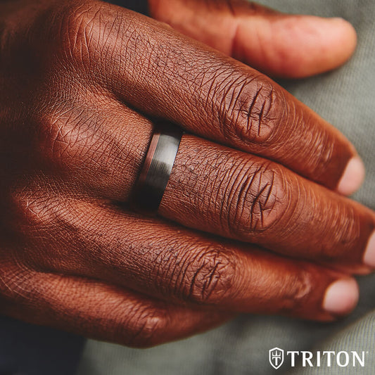 8MM Espresso Tungsten Carbide Ring - Color Blocking and Dome Shape