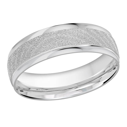 10kt White Gold Men's Textured Wedding Band