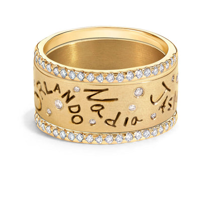 8mm Gold Family Forever Standard Ring & Small Pavé Stack