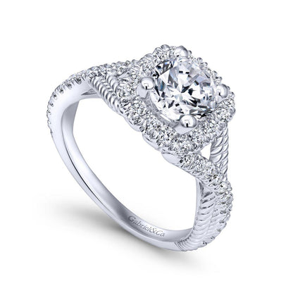 Gabriel & Co. 14k White Gold Hampton Halo Engagement Ring