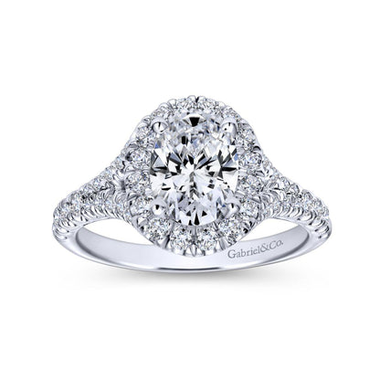 Gabriel & Co. 14k White Gold Contemporary Halo Engagement Ring