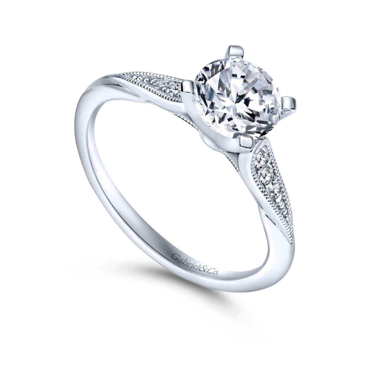 Gabriel & Co. 14k White Gold Contemporary Straight Engagement Ring