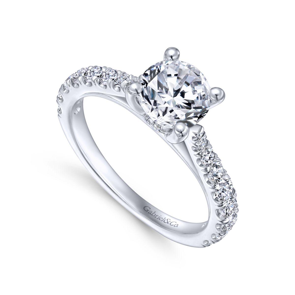 Gabriel & Co. 14k White Gold Contemporary Straight Engagement Ring