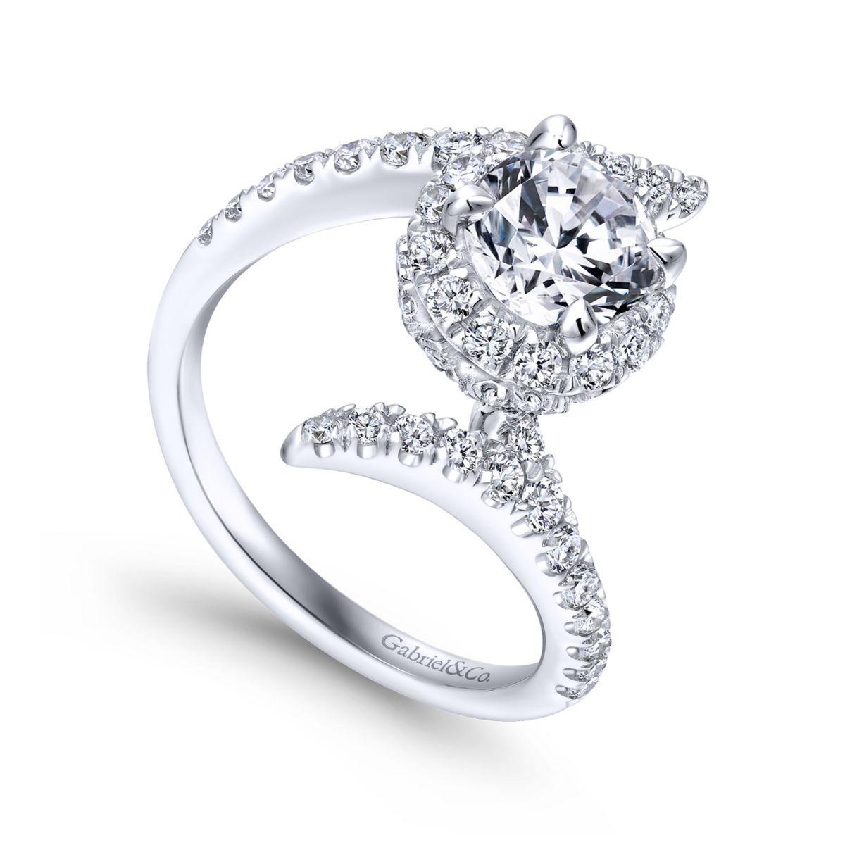 Gabriel & Co. 14k White Gold Nova Halo Engagement Ring