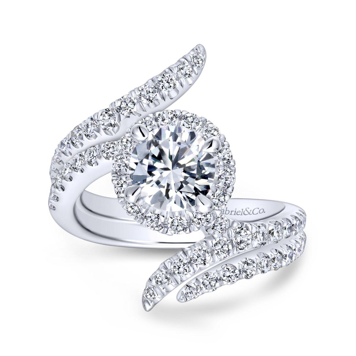 Gabriel & Co. 14k White Gold Nova Halo Engagement Ring