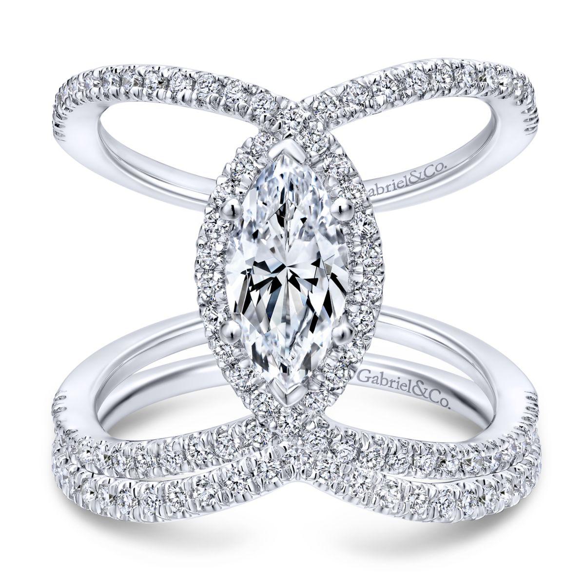 Gabriel & Co. 14k White Gold Nova Halo Engagement Ring