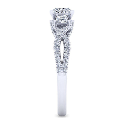 Gabriel & Co. 14k White Gold Contemporary Three Stones Engagement Ring