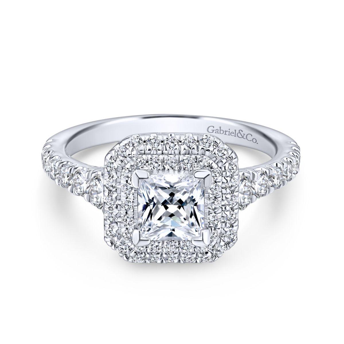 Gabriel & Co. 14k White Gold Entwined Double Halo Engagement Ring