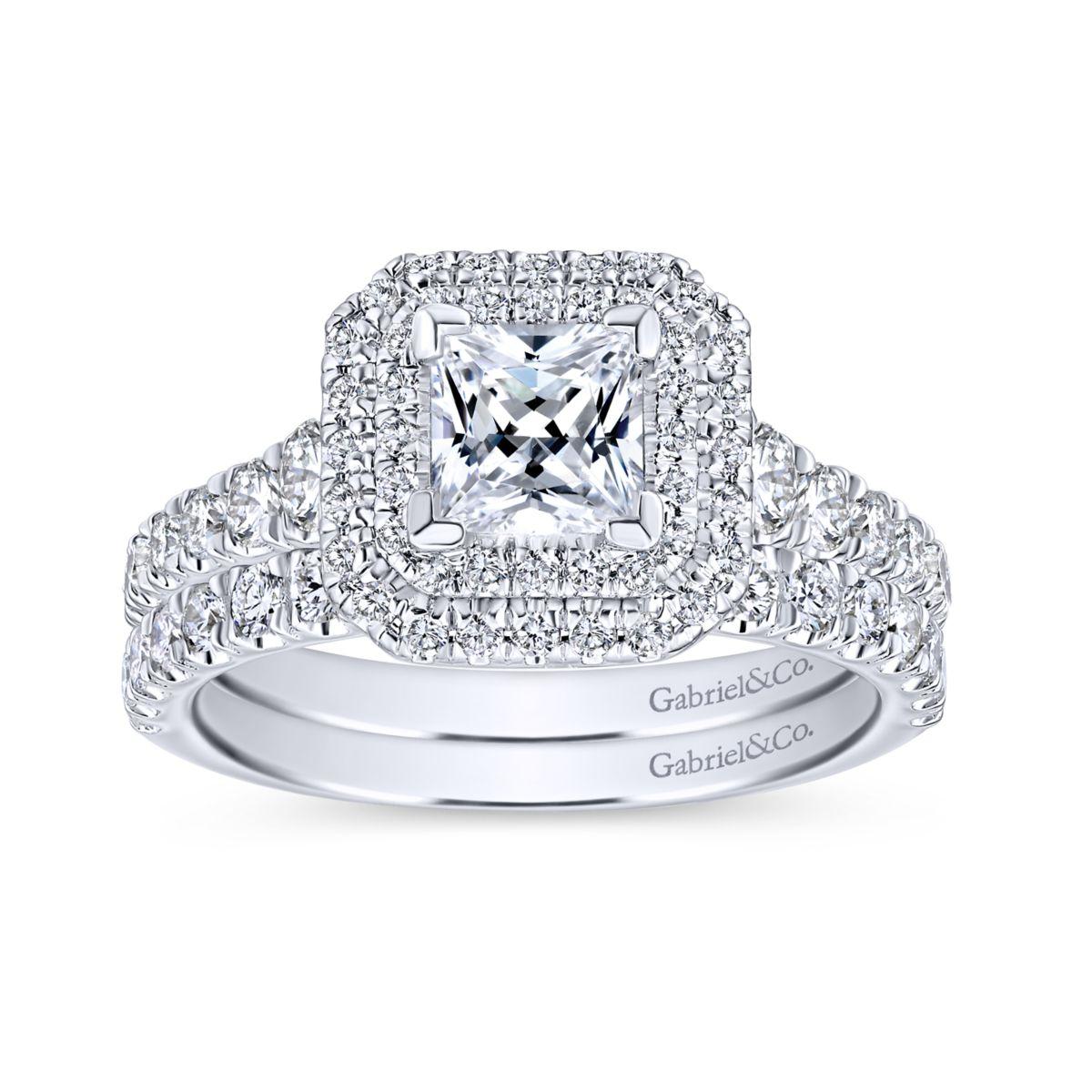 Gabriel & Co. 14k White Gold Entwined Double Halo Engagement Ring