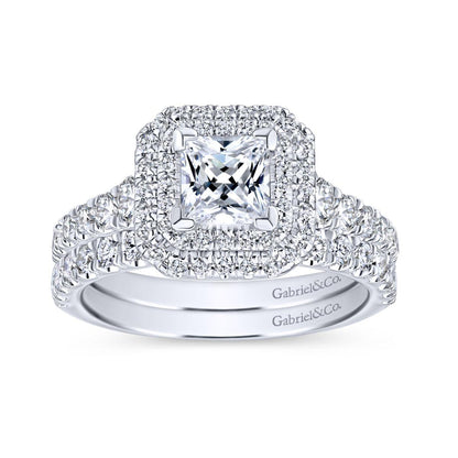 Gabriel & Co. 14k White Gold Entwined Double Halo Engagement Ring