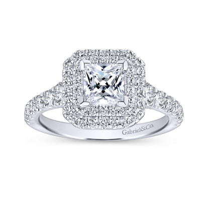 Gabriel & Co. 14k White Gold Entwined Double Halo Engagement Ring