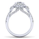 Gabriel & Co. 14k White Gold Entwined Three Stones Halo Engagement Ring